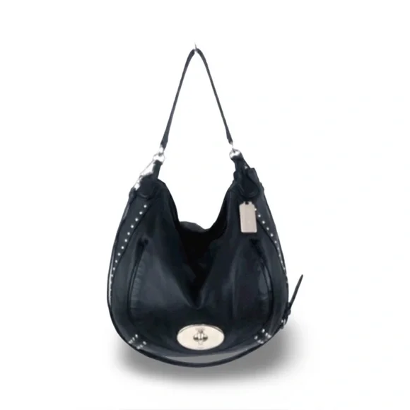 COACH lmt Edition Circle Black Leather Hobo Shoulder Bag - Picture 2 of 13
